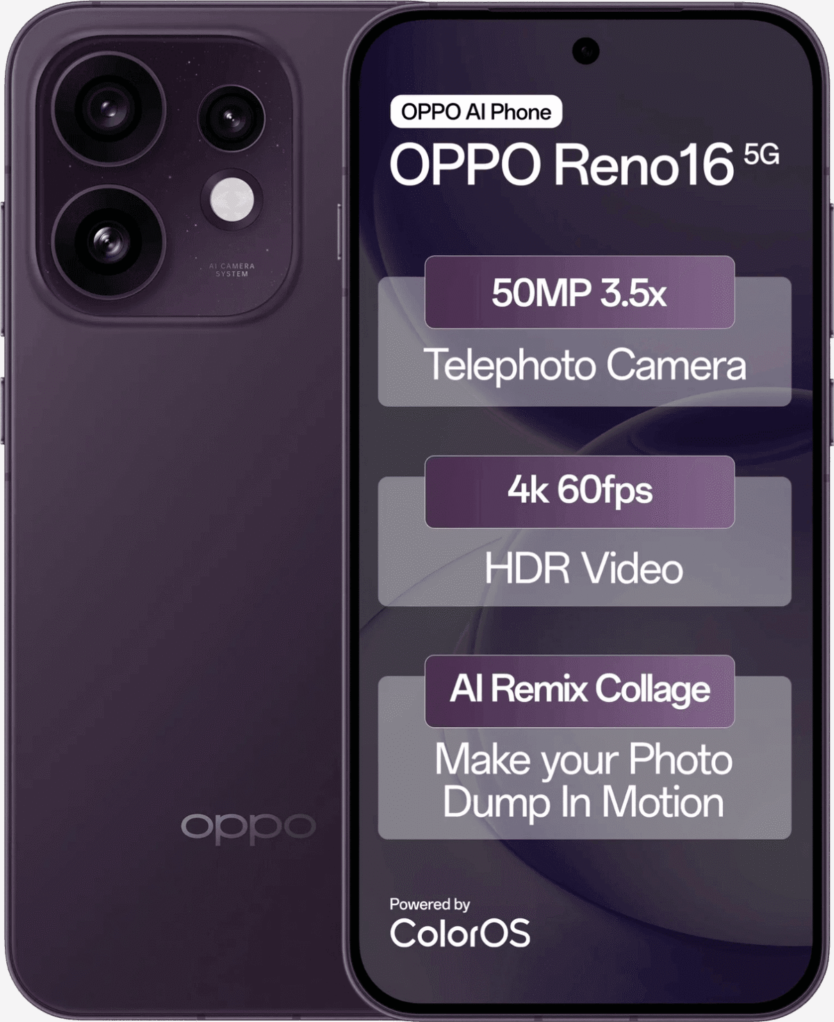 Смартфон OPPO Reno16 12/256GB (Twilight Violet) - Зображення 2